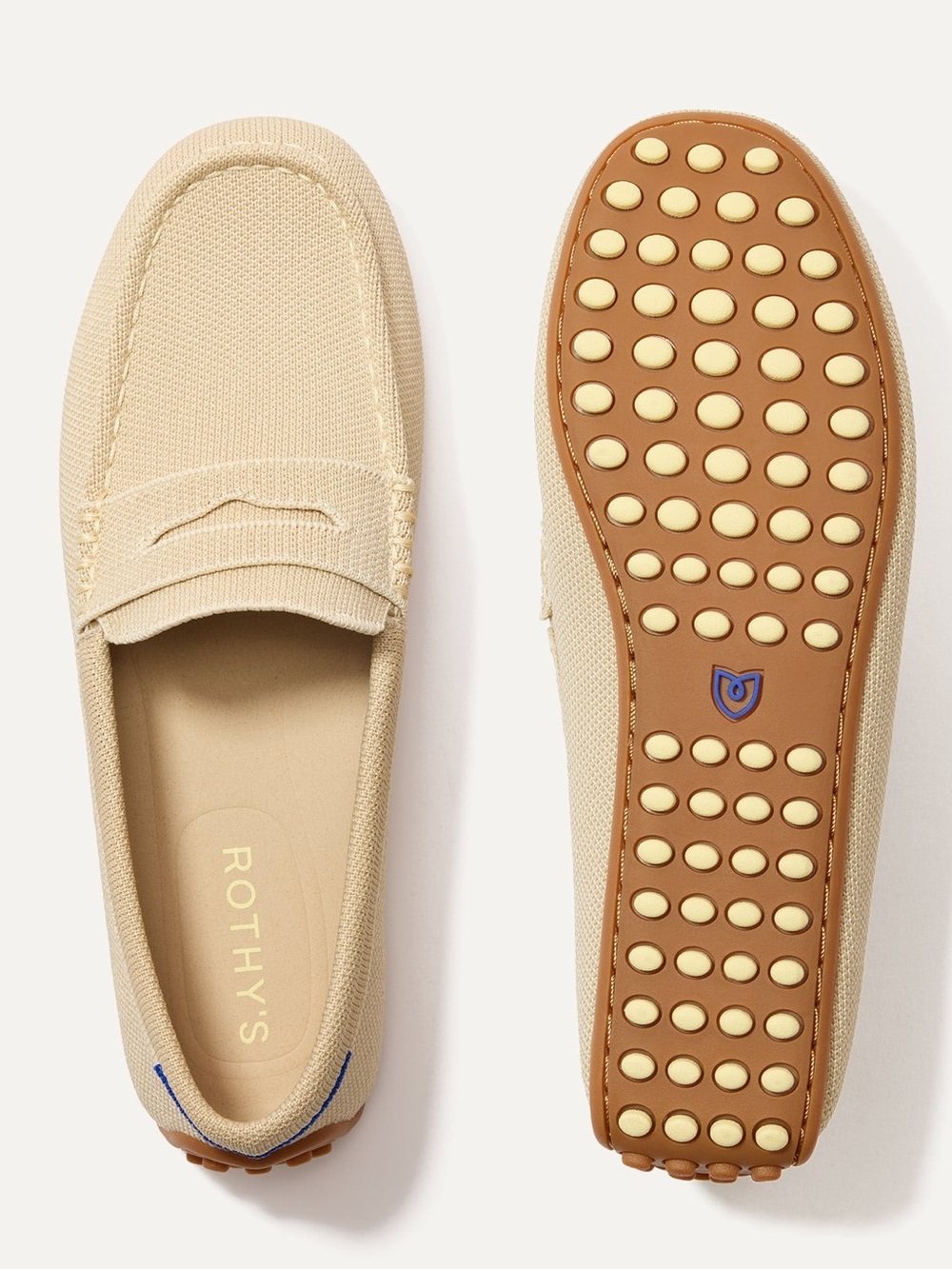 Rothy’s 7.5 Driving Loafers Beige Slip-On Washable Preppy Office Flats Fall Eco